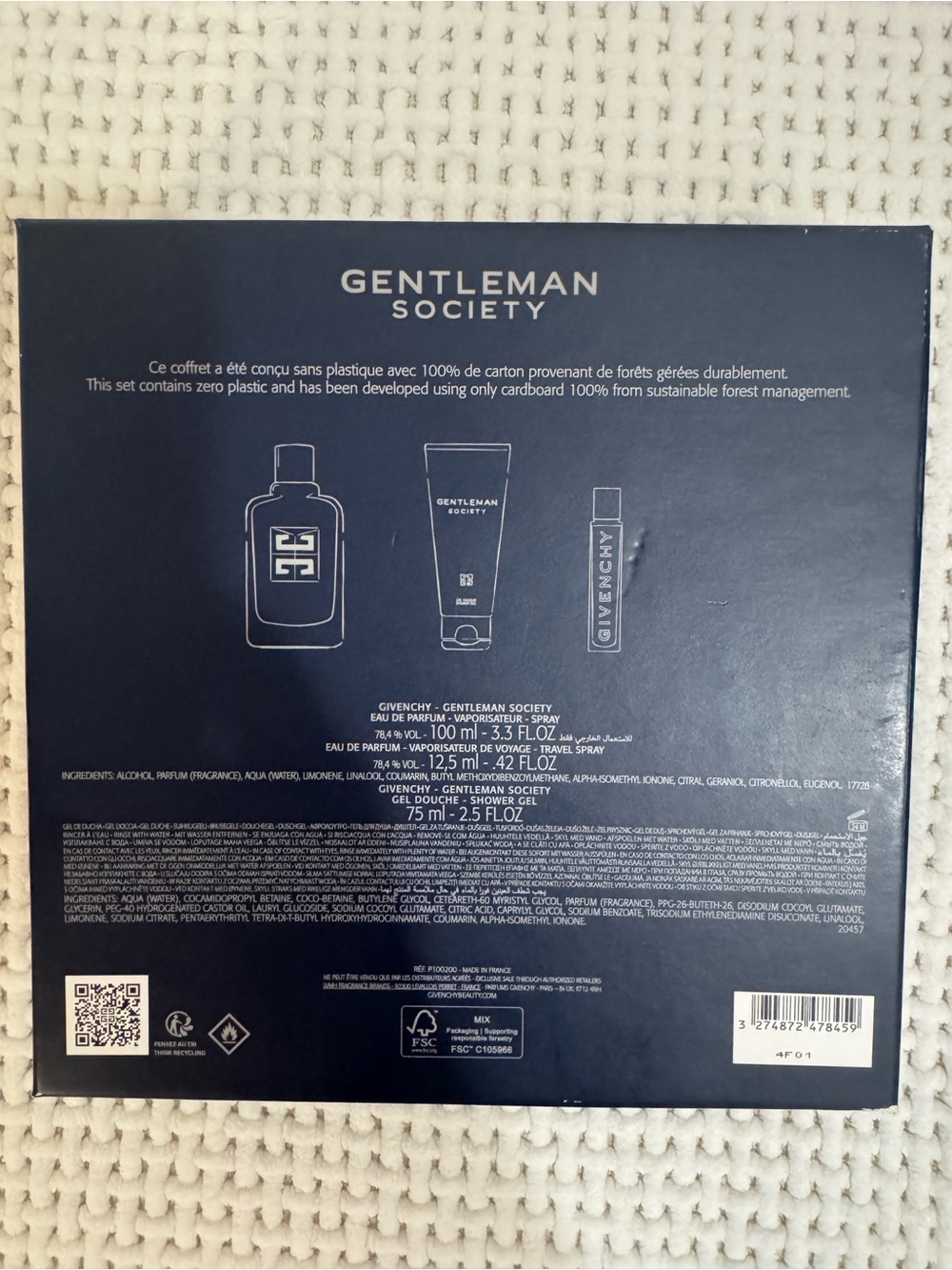 Givenchy Gentleman Society 3.3oz EDP, 0.42 oz EDP Spray, 2.5oz Shower Gel NIB - Picture 3 of 7